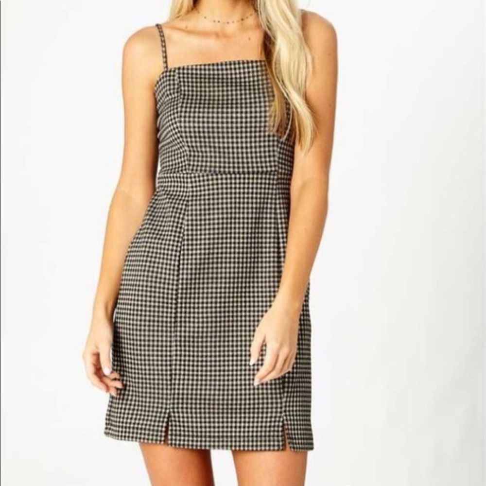 Altar’d State Gingham Dress brown and black NWT